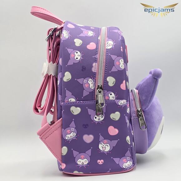 Loungefly Kuromi Hearts Plush Face Mini Backpack main image 4